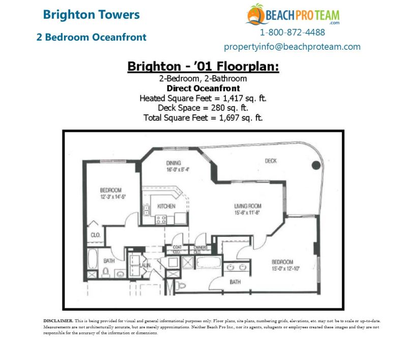 Brighton Tower Floor Plan - 2 Bedroom Direct Oceanfront Corner